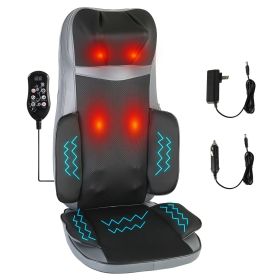Shiatsu Neck Back Massager With Heat Full Body 3D Kneading Massage Chair Pad Multifunctional Massage Pad for Home Car Driver Seat (Color: Black)