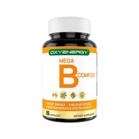 Oxyenergy Vitamin Mega B Complex Supplement For Healthcare,Energy And Dietary Needs,8 Classic B Vitamins 90 Capsules Bottle (Option: 1PCS)